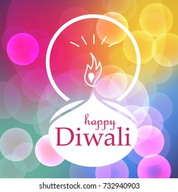 Bright Stylish Colorful Happy Diwali Celebration Banner with Fire. Vector