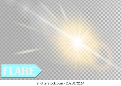 Bright sultry light of the sun with sparkling rays on the transparency grid