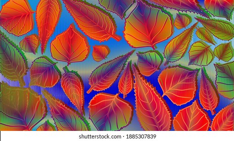 Bright summer abstract background. Different leaves texture with shadows. Clipping mask. EPS10