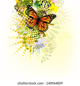 bright summer abstraction with butterflies. vector