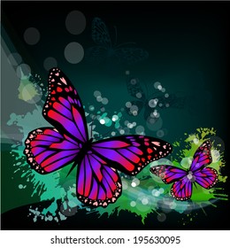 bright summer abstraction with butterflies. vector