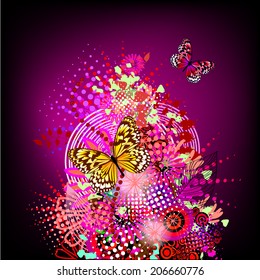bright summer abstraction with butterflies. vector 