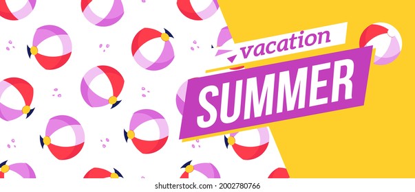 Bright summer background with colorful beach balls.