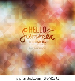 bright summer background with geometric shapes, vector illustration