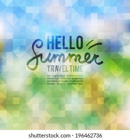 bright summer background with geometric shapes, vector illustration