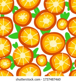 Luminoso fondo de verano. Patrón naranja sin costuras. Círculos naranjas. Frutas.