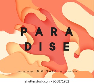 Bright summer background in the style of paper vague paint. Summer poster