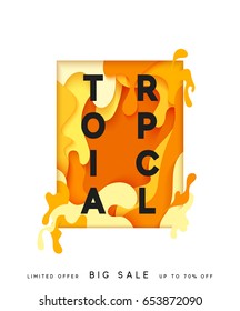 Bright summer background in the style of paper vague paint. Summer poster