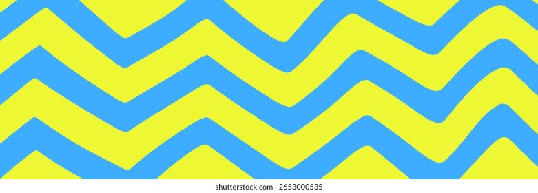 Fondo de verano brillante con líneas en zigzag en colores azul y amarillo. Patrón Horizontal para tarjetas, camisetas, carteles, cubiertas, Anuncios, etc.