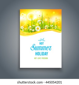 Bright summer blank. Nature template for design banner,ticket, leaflet, card, poster and so on.