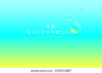 Bright summer color gradient background with light blue green and yellow, vector design, foreign text translation as background 