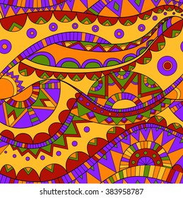 bright summer colored ornate ethnic mexican wave vector seamless pattern