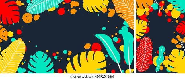 Bright summer colorful design templates, banner, background with copy space for text. Vector illustration. 