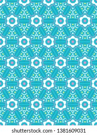 Bright summer daisy flower bloom seamless vectpr pattern. Stylized geometric floral all over print. Pretty 1950s retro feminine fashion style. Trendy scrapbook paper, wallpaper, fresh garden backdrop.