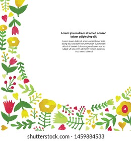 Bright summer floral cluster, easter element, card, poster template white isolated