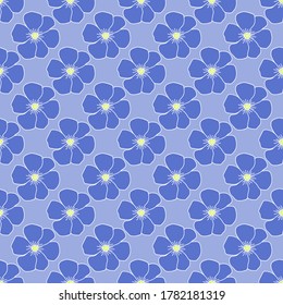 Patrón floral de verano brillante. Flores azules en un fondo azul claro. Textura vectorial sin inconvenientes. Diseño para tela, papel envolvente, postales, papel tapiz.