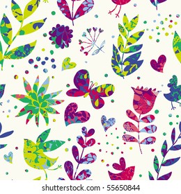 Bright summer floral seamless pattern