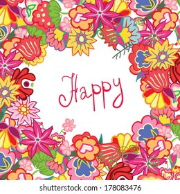 bright summer flower frame vector illustration