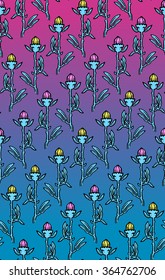 Bright summer flowers on gradient background