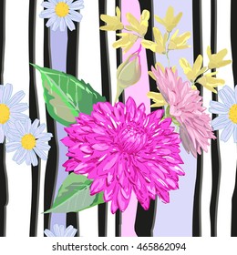 Bright summer flowers on pattern for summer textile