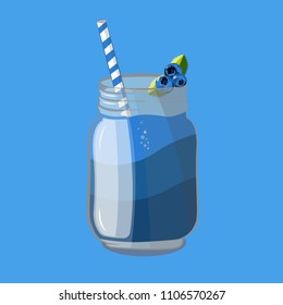 Bright summer fruit and berry cocktail with a pipe. Very tasty drink. Summer smoothies. Vector illustration