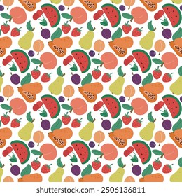 Patrón transparente de fruta de verano brillante