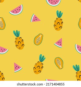 Bright summer fruits seamless pattern