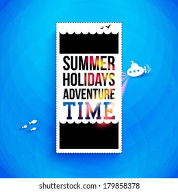 Bright summer holidays poster. Typography design. Vector illustration.