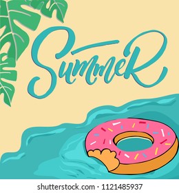 Bright summer illustration with hand written text.