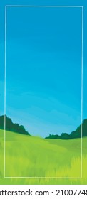 Un paisaje de verano brillante. Se puede usar para volantes, pancartas, postales. Cualquier inscripción (texto) se puede colocar en el centro. Ilustración vectorial. Bonita naturaleza.