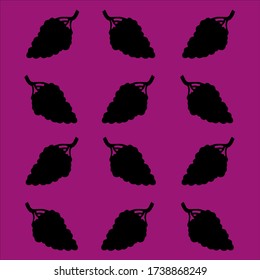 Mínimo de verano brillante ilustración vectorial de fruta plana con siluetas de uva sobre fondo violeta y púrpura. Fondo de verano.