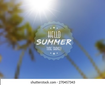 Bright summer with palm trees in sunlight. Hot summers with large palm trees.