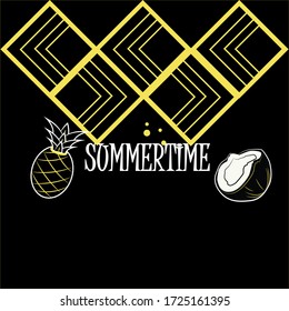 bright summer pattern with coconut pineapple vector illustration