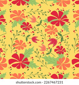 Bright summer pattern in floral style. Design for wallpaper, fabric, covers, packaging.