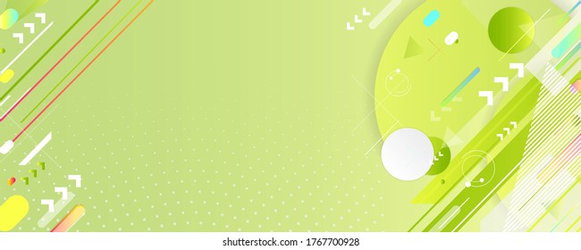 Bright summer playful asymmetric cheerful green background juicy colors orange with geometric elements, lines and dots. Stock Vector Colorful Combinations