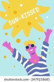 Bright  summer poster. Cover design. Flat vector illustrations