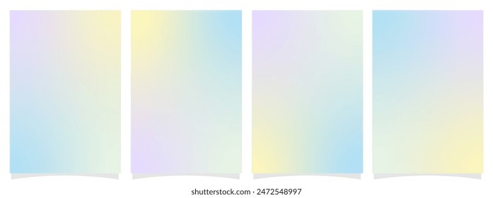 Conjunto de póster de verano brillante. Fondos de degradado pastel de moda. Abstractas Elementos y Plantillas de Vector borroso.