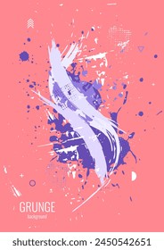 Bright summer poster. Smooth lines, brushstrokes, splashes of paint and drops of ink in chaotic motion. Design for cover, book, banner, greeting card.