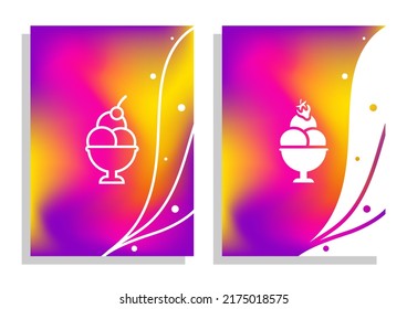 Afiches de verano brillantes con helado. Fondo borroso con modernos patrones abstractos de gradiente de color borroso. Colección de plantillas lisas para folletos, carteles, pancartas, volantes y tarjetas.