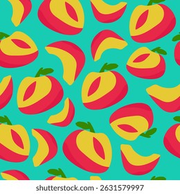 Bright summer seamless background with peach. Vector.