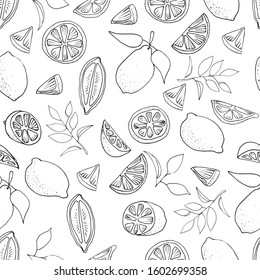 Bright summer seamless doodle pattern with cute limes sketch. Hand drawn trendy background. design background greeting cards, invitations, fabric, textiles, packaging and wallpaper.