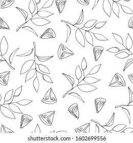 Bright summer seamless doodle pattern with cute limes sketch. Hand drawn trendy background. design background greeting cards, invitations, fabric, textiles, packaging and wallpaper.