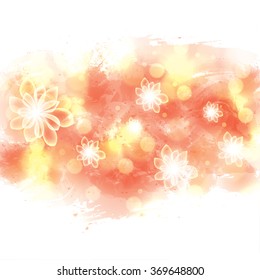 Bright summer spring glowing flowers watercolor background 