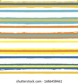 Bright summer stripe pattern, colorful stripes seamless background, Hand drawn brush strokes. vector grunge texture stripes, watercolor paintbrush line beach backdrop