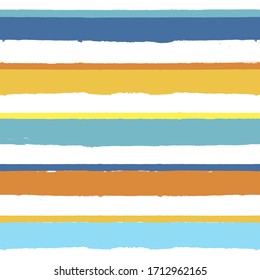 Diseño de rayas de verano brillantes, rayas de colores sin fisuras, trazos de pincel dibujados a mano. rayas de textura de grunge vectorial, fondo de playa de pincel acuarela