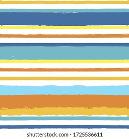 Bright summer stripe pattern, colorful stripes seamless background, Hand drawn brush strokes. vector grunge texture stripes, watercolor paintbrush line beach backdrop