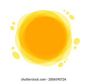 El sol de verano brillante está en su apogeo. Icono de rayos solares amarillo. Divertidos soles vectoriales. Dibujado a mano. Ilustración infantil vectorial aislada en fondo blanco. 