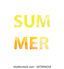 Bright Summer Text Print in yellow and orange colors isolated on white background. Template for ads or design. Vector illustration eps10.