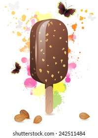 Bright summer time background with choc-ice