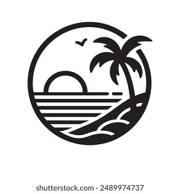 Bright Summer Time Logo Template Vector Art - Clipart with White Background